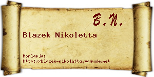 Blazek Nikoletta névjegykártya